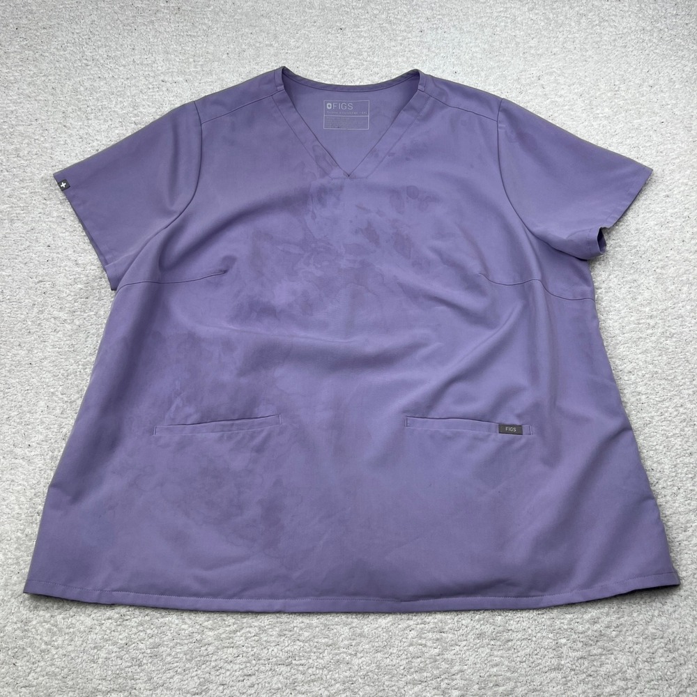 FIGS Technical Collection Purple V-Neck Scrub Top Women 4XL Short Sleeve Pockets